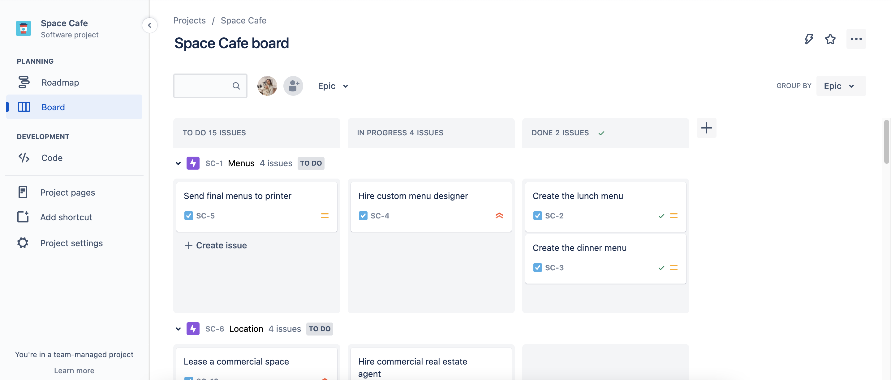 Какие типы досок board возможно создать в jira